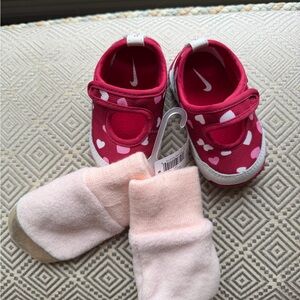 Nike Kids Red Heart Shoes and Pink Heart Gloves